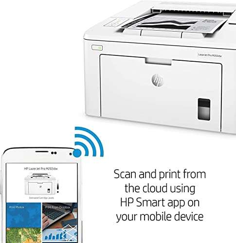 HP Laserjet Pro M203dw Wireless Monochrome Laser Printer, Print Only, 1200x1200 dpi, 30ppm, Auto Duplex Printing, Wi-Fi, Ethernet, Compatible with Alexa (G3Q47A), Lanbertent Printer Cable 5