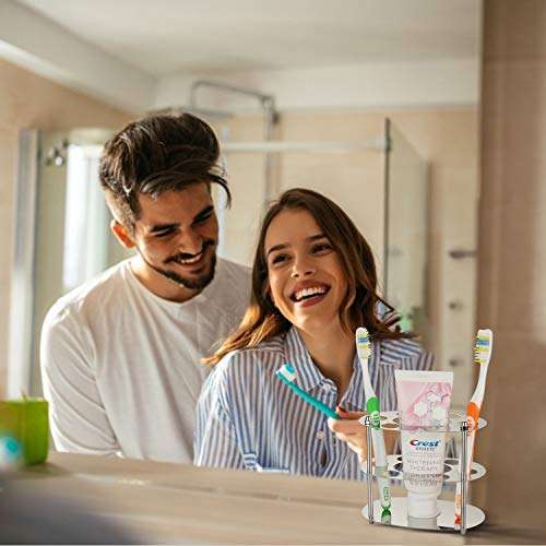 Nowyeh Toothbrush Holder for Bathroom, Stainless Steel Toothbrush Holder Toothpaste Holder Stand, Bathroom Toothbrush Organizer for Comb, Razor, Easy to Clean 2