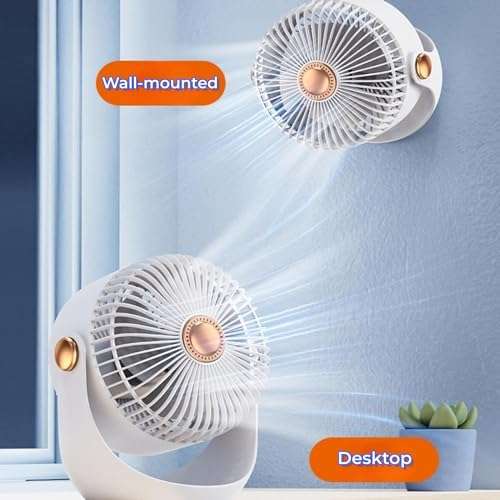 Akari Ak-6" Rechargeable Table Fan USB TYPE C Desktop Air Circulation Fan Desktop Mini Fan Three-speed Adjustable Office Home Fan Table Fans (VAAYU-WHITE) 6