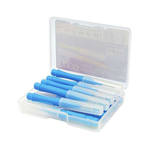 HEALLILY Interdental Brush Cleaner Interdental Slim Brush Toothpick Tooth Flossing Head Oral Dental Care Supplies 10pcs (Blue) 1