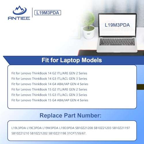 ANTIEE L19L3PDA L19C3PDA L19D3PDA L19M3PDA Laptop Battery for Lenovo ThinkBook 14 15 Gen 2 3 4 G2 G3 G4 ITL ACL IAP ABA are SB10Z21208 SB10Z21203 4