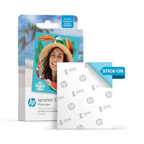 HP Sprocket 3x4 Instant Photo Printer - Kit: 20 Pack Zink Paper, Case, Photo Album, Markers, Sticker Sets, White 3