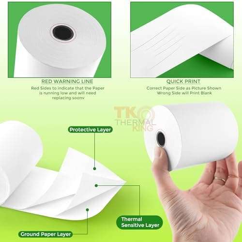 TK Thermal King, (30 Rolls) 3 1/8" x 230' Thermal Paper, POS Receipt Paper for Retail Business Cash Register, Fits Most Credit Card Terminal Point Of Sale 3