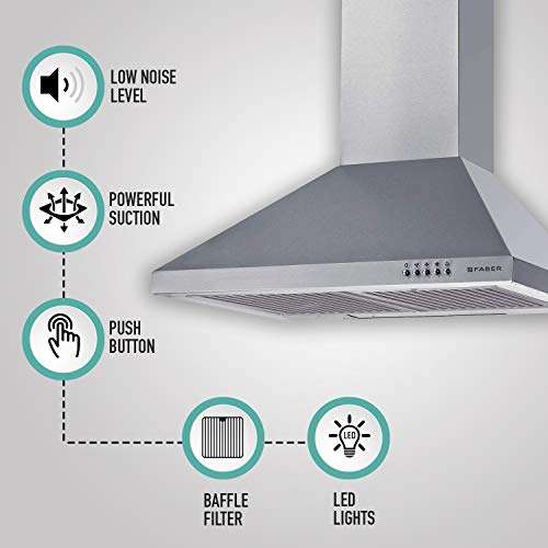 Faber 60 cm 800 m³/HR Pyramid Kitchen Chimney (HOOD CONICO PLUS BF SS 60, 2 Baffle Filters, Silver) 3