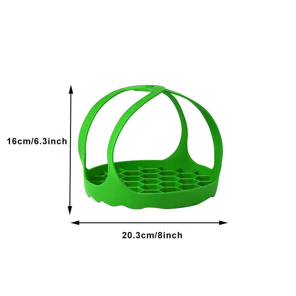 Silicone Sling Lifter, Cooker Sling With Handles Cooling Drying Rack Bakeware Sling Egg Steamer Rack for Cooking, Roasting, Drying(COLOR:Green/8 Inch) 3
