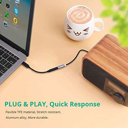 USB-C to 3.5 mm Headphone Jack Adapter[2 Pack Black], Type C to 3.5mm Aux Audio Earphone Dongle Jack Cable Adapter Connector for Samsung Galaxy/Huawei P30 Pro/Mate 10 Pro/iPad Pro/Google Pixel/OnePlus 5