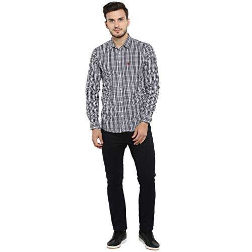Red Tape Men's Checkered Regular Fit Shirt (RFS0124_Navy White M) 2