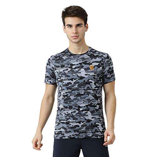 Rock.It Men's Printed Active Base Layer Shirt (2190100435-1_Blue 42) 1