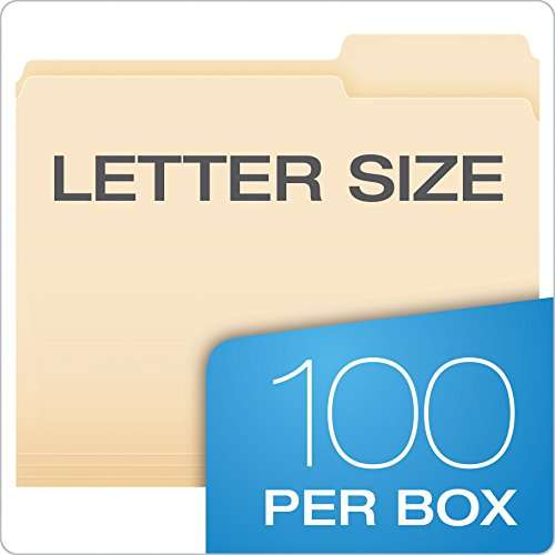 Pendaflex Essentials File Folders, Letter Size, 2/5 Cut, Manila, 100 per Box (752 2/5RE) 4