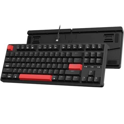 Keychron C3 Pro QMK/VIA Custom Gaming Keyboard, Programmable 87 Keys Compact TKL Layout Gasket Mount, Red LED Backlight Wired Mechanical Keyboard with Red Switches for Mac/Windows/Linux 1