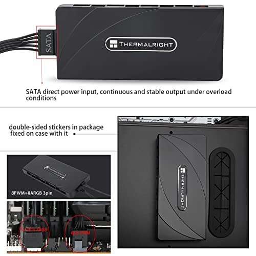 Thermalright Fan and ARGB HUB ×8 ARGB/PWM Hub Controller Used SATA Power Supply, Hub Support 8 Groups of Fans, 8-Port PC PWM Fan and ARGB Fan Controller(Fan and ARGB HUB×8 ) 4