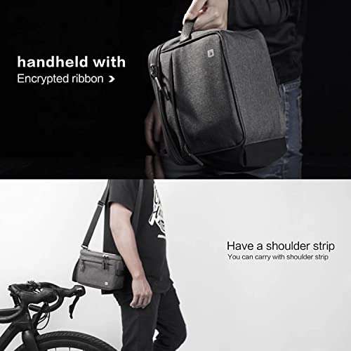 Rhinowalk Bike Handlebar Bag Waterproof Bicycle Front Bag Pack Camera Bag Handbag Phone Bag with Touch Screen Shoulder Strap, Grey 5