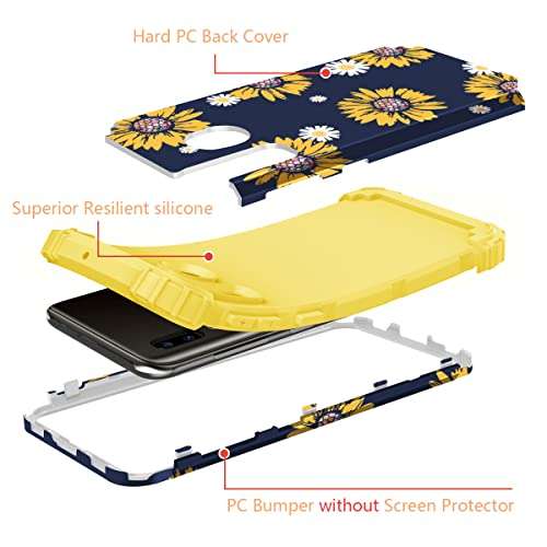 Fingic for Samsung A20 Case,Samsung Galaxy A20/A30/A50 Case Sunflower 3 in 1 Heavy Duty Hard PC Soft Silicone Rugged Bumper Full-Body Shockproof Protective Phone Case for Galaxy A50/A30/A20,6.4"Yellow 2