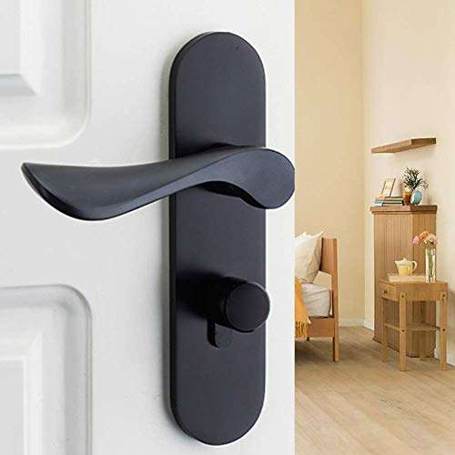 WSZJJ Entry Lever Door Handle and Single Cylinder Deadbolt Lock and Key Slim Square Locking Lever Handle Set [Front Door or Office] Right & Left Sided Doors Heavy Duty – Iron Black Finish 4