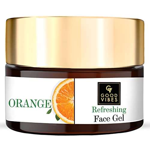 Good Vibes Orange Refreshing Face Gel 100 g, Skin Brightening Hydrating Non Greasy Moisturizing Light Weight Nourishing Formula for All Skin Types, Natural, No Parabens & Sulphates, No Animal Testing 1