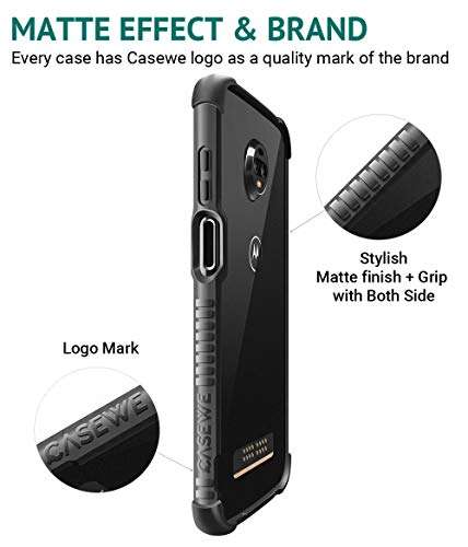 Casewe - Motorola Moto Z3 / Z3 Play Protective Flexible Bumper Case Cover/Compatible with Moto Mods - All Matte Black 5