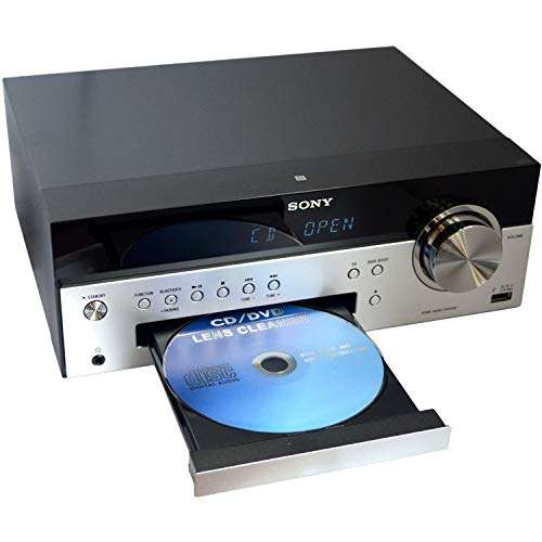 Sony All-in-one Stylish Micro Music Hi-Fi Bookshelf Stereo System for Home with Bluetooth, USB, CD Player & AM/FM Radio + Bundle with Remote + Aux Cable + HeroFiber Cloth, Compatible with Sony System 5