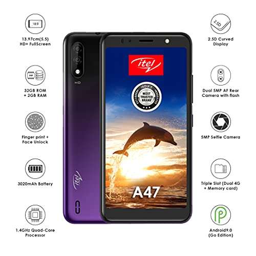 itel A47 (Cosmic Purple, 2GB RAM, 32GB Storage, 5.5'' HD+ IPS Display), L5505 2