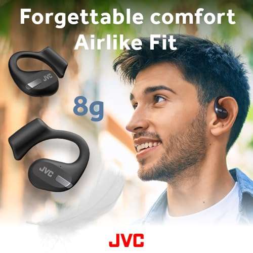 JVC New Nearphones Open Ear True Wireless Headphones with 16mm Large Drivers for Powerful Sound, Single Ear use, Compact Size, and Long Battery Life (up to 38 Hours) - HANP50TB (Black) 3