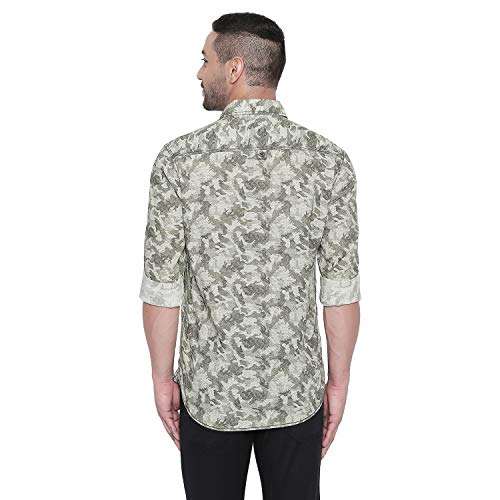 Mufti Men's Slim Fit Shirt (MFS-10738-J-04- Green L) 4