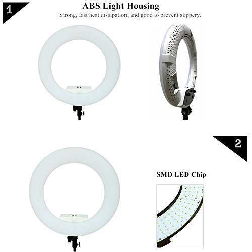 Yidoblo 18" 480 LED Ring Light Bi Color Dimmable Camera Photo Studio Video Portrait Film Selfie YouTube Photography Continuous Lighting with Phone/Camera Holder, Makeup Mirror 2