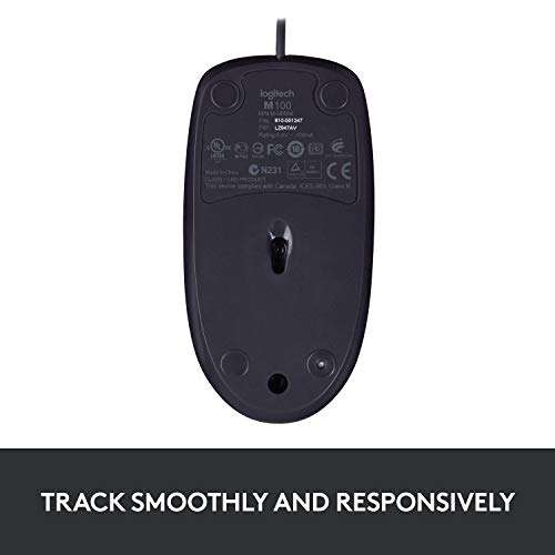 Logitech B100 Corded Wired USB Right or Left Hand Use Mouse for Computers and laptops - Black 6