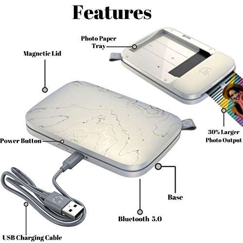 HP Sprocket Select Pocket Printer Instant Wireless Photo Printer for Android and iOS, Includes 2.3 x3.4” Zink Photo Paper Sticker (30 Sheets), Protective case and USB Charging Cable with Wall Adapter 4