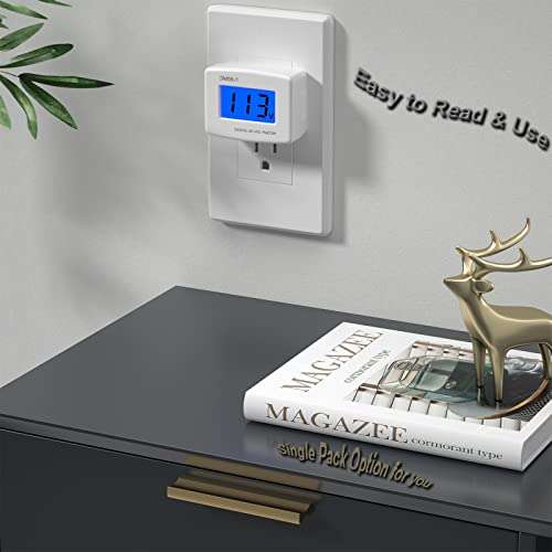 Eversame Flat US Plug AC 80-300V LCD Digital Voltmeter Voltage Measuring Monitor, AC 110V 220V Voltage Panel Power Line Volt Test Monitor Gauge Meter for Household Plug into Outlet to Measure Voltage 2