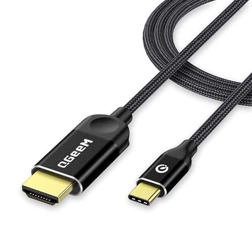 QGeeM USB C to HDMI Cable Adapter 6FT 4K, USB Type C to HDMI Thunderbolt 3/4 Compatible for iPhone 16,Galaxy,MacBook Pro/air,IPad Pro, 1