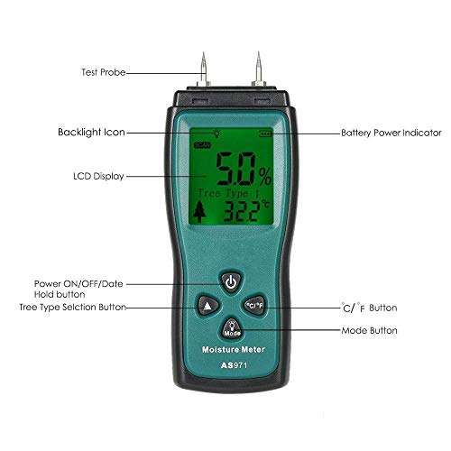 KXA Moisture Meter Wood Moisture Meter Humidity Tester Timber Damp Detector Paper Digital Moisture Meter Test Wall Moisture Humidity Tester 6