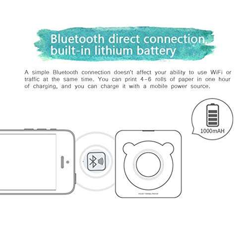 Portable Mini Thermal Receipt Printer, Wireless Pocket Label Note Picture Photo Memo Receipt Paper Printer, with USB Charging, for Android, for iOS, for Windows, for Cellphone and PC(Pink) 6