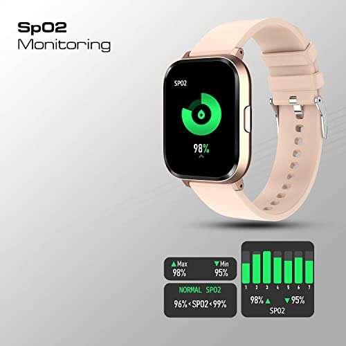 Fire-Boltt Ninja 2 SpO2 Full Touch Smartwatch with 30 Workout Modes, Heart Rate Tracking, and 100+ Cloud Watch Faces, 7 Days of extensive Battery, Rose Gold 4