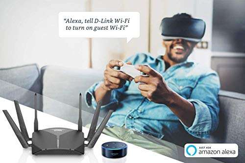 D-Link DIR-3060 WiFi Router AC3000 Mesh Smart Internet Network Compatible with Alexa & Google Assistant, MU-MIMO Tri Band Gigabit Gaming Mesh, Black 4
