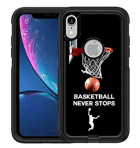 Teleskins Protective Designer Vinyl Skin Decals/Stickers Compatible with Otterbox Commuter iPhone Xr Case - Basketball and Basketball Never Stops Design Pattern [Pack of 2 Skins] - Only Skins 6