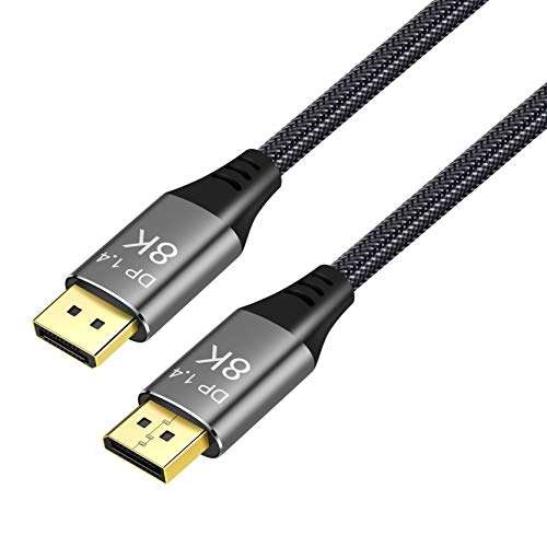 YIWENTEC Copper Cord Ultra HD 8K 4K DisplayPort Cable DP 1.4 8K@60Hz 4K@144Hz High Speed 32.4Gbps HDCP 3D Slim and Flexible DP to DP Cable (2M, 8K) 1