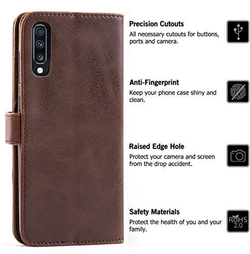 Mulbess Vintage Samsung Galaxy A70 Case Wallet, Flip Leather Phone Case with Card Holder for Samsung Galaxy A70 Cover, Coffee Brown 2
