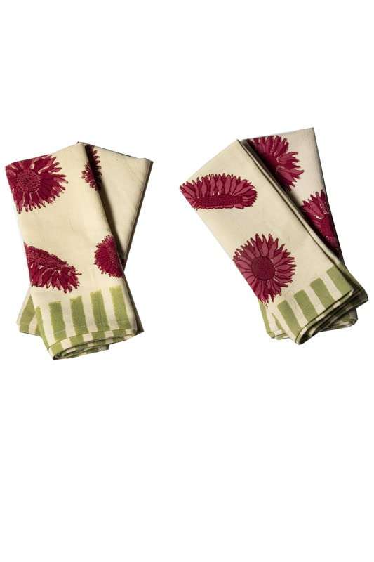 CONTRAST LIVING Pawon Hand Block Printed Kitchen Towel/Dish Towel/Hand Towel Multi Color Set of 4 Pcs 4