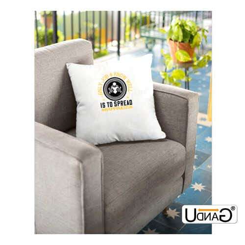 UDNAG White Polyester 'Job | Only Job I Know Well is to Spread Happiness' Pillow Cover [16 Inch X 16 Inch] 4