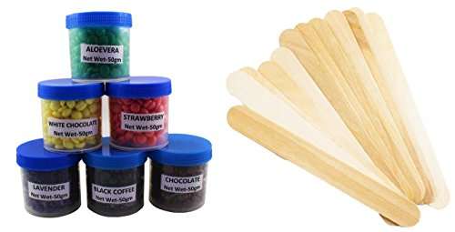 Ear Lobe & Accessories No Strip Depilatory Pearl Hair Removal Combo Pack, Multicolor, 50g with 12 Wooden Spatula