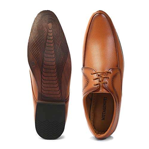 MUTAQINOTI Men's Formal Shoes Tan Handcrafted Leather Shoes for Men (in_DYTN) 9UK 5