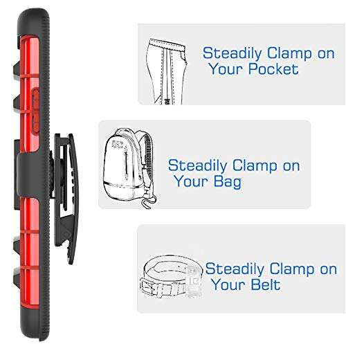 Ryphez for OnePlus 8T Case,OnePlus 8T 5G Case,Holster Shockproof Full-Body Protective Hybrid Case with Swivel Belt Clip and Kickstand for OnePlus 8T/OnePlus 8T 5G (Red) 5