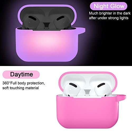 Night-Glow AirPods Pro Case Cover, Hamile Silicone Cases with Keychain Accessories for Apple Airpod Pro 1st/2nd Case 2019 2022, Women Men 3