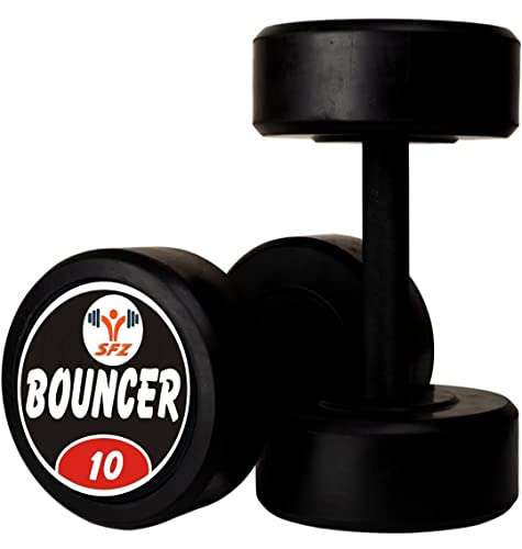 SFZ Bouncer Dumbbell 10kg Set / 10kg×2 piece/Rubber Coated Dumbell With Ergonomic Grip For Begginers and Advance User/Home Gym Kit Equipment Exercise Dambal 20kg Weight 1