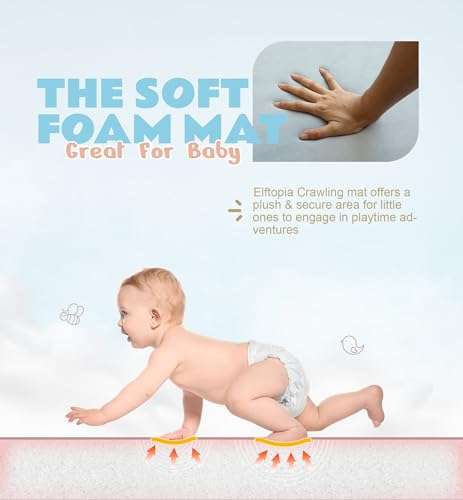 Elftopia Foam Crawling Mat for Toddlers Baby Play Mat 1.18” Thick Foam Area Rugs for Kids and Children,Yoga mat with Removable Cover,5'10"x6'5",Grey 3