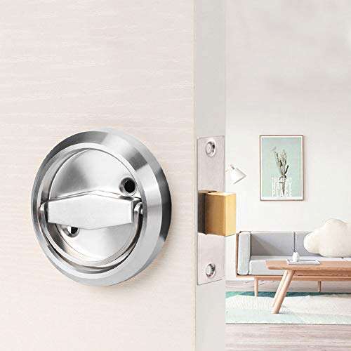 Ichiias Door Lever Lock 304 Stainless Steel Double‑Sided Lock Ring Handle Door Lock Accessories for Home Bathroom(Silver ) 2