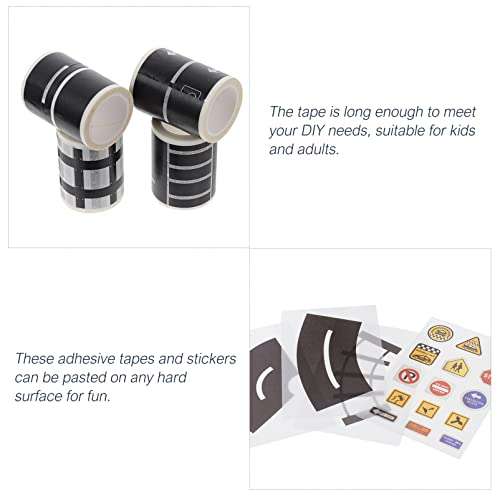 VICASKY Road Tape Sticker Traffic Road Tape Road Car Tape Great DIY Traffic Sign Train Track Model Toy Vehicle Playsets (Mixed Style) 3