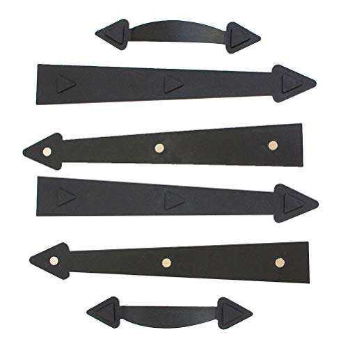 DOITOOL Door Knob Handle, Decorative Garage Door Handle Curb Appeal Faux Hinges Handles Hardware Kit Door Handles for Interior Doors (Black) 1