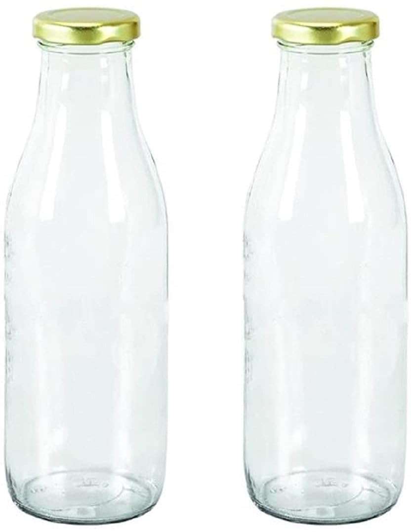1st Time Multipurpose Kitchen Storage Glass Milk Bottle With Lid, Clear, Pack Of 3, 500 Ml, 6.5 X 6.5 X 20.5 Cm 3