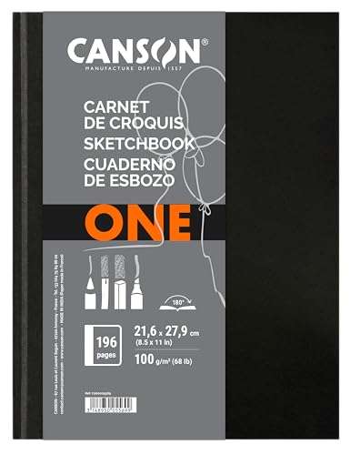 Canson ONE Art Book Paper Pad, Smudge Resistant Sketch Book Paper Pad, Hardbound, 67 Pound, 8.5 x 11 Inch, 98 Sheets 1