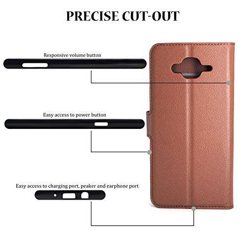 Samsung Galaxy J7 Case Wallet Brown, Samsung J7 Neo/Core/J700/Nxt Leather Case, D DESSVON Slim Leather Flip Case with Card Slots, Magnetic Closure Phone Protective Case for Samsung Galaxy J7 2015 6